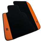 Black Floor Mats for Rolls Royce Dawn (2016-2023) with Orange Leather - AutoWin