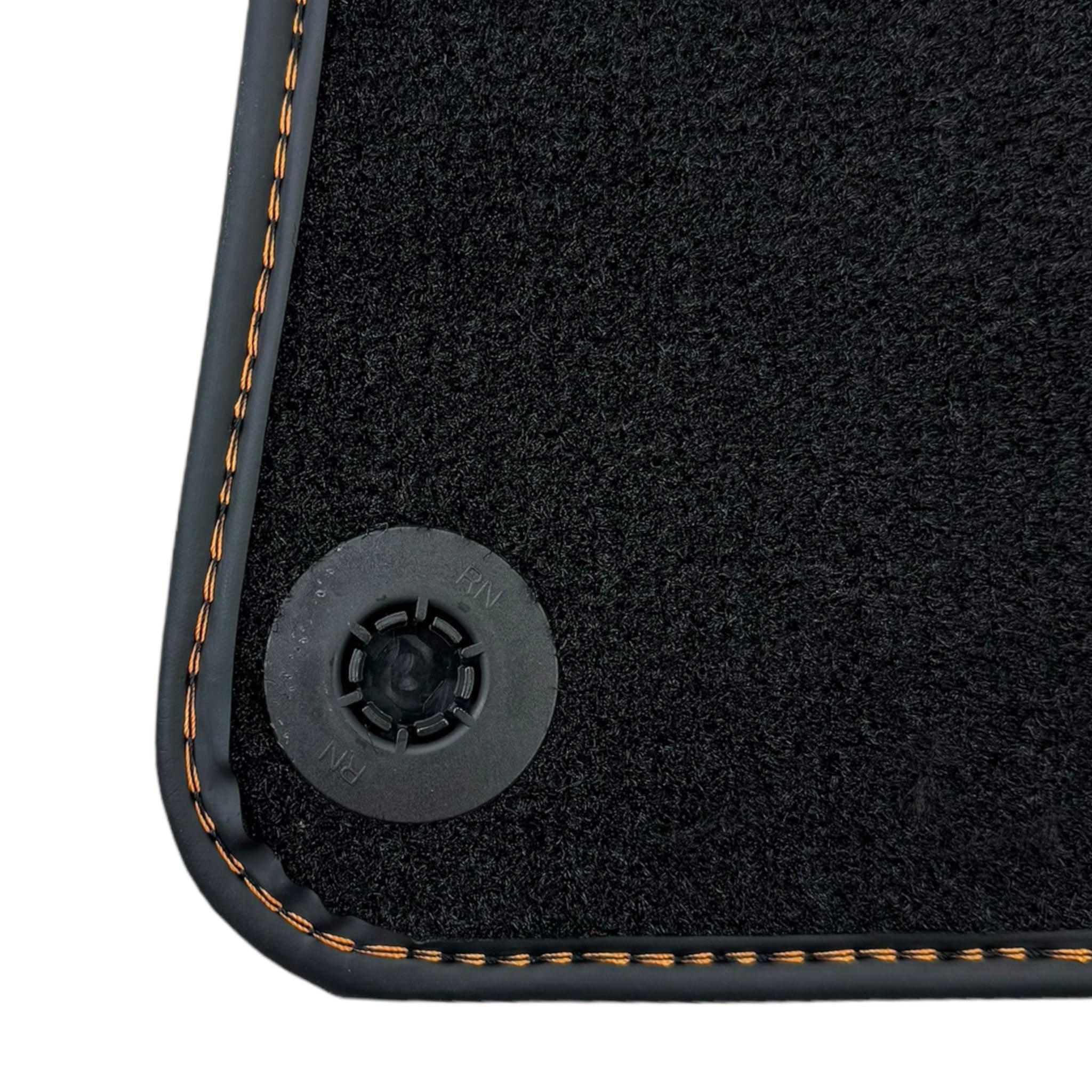 Black Floor Mats for Rolls Royce Dawn (2016-2023) with Orange Leather - AutoWin