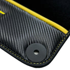 Black Floor Mats for Porsche 718 Cayman GT4 RS (2017-2024) with Carbon | Yellow Accents - AutoWin