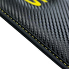 Black Floor Mats for Porsche 718 Cayman GT4 RS (2017-2024) with Carbon | Yellow Accents - AutoWin