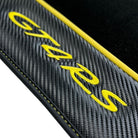 Black Floor Mats for Porsche 718 Cayman GT4 RS (2017-2024) with Carbon | Yellow Accents - AutoWin