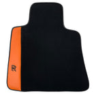 Black Floor Mats for Rolls Royce Dawn (2016-2023) with Orange Leather - AutoWin