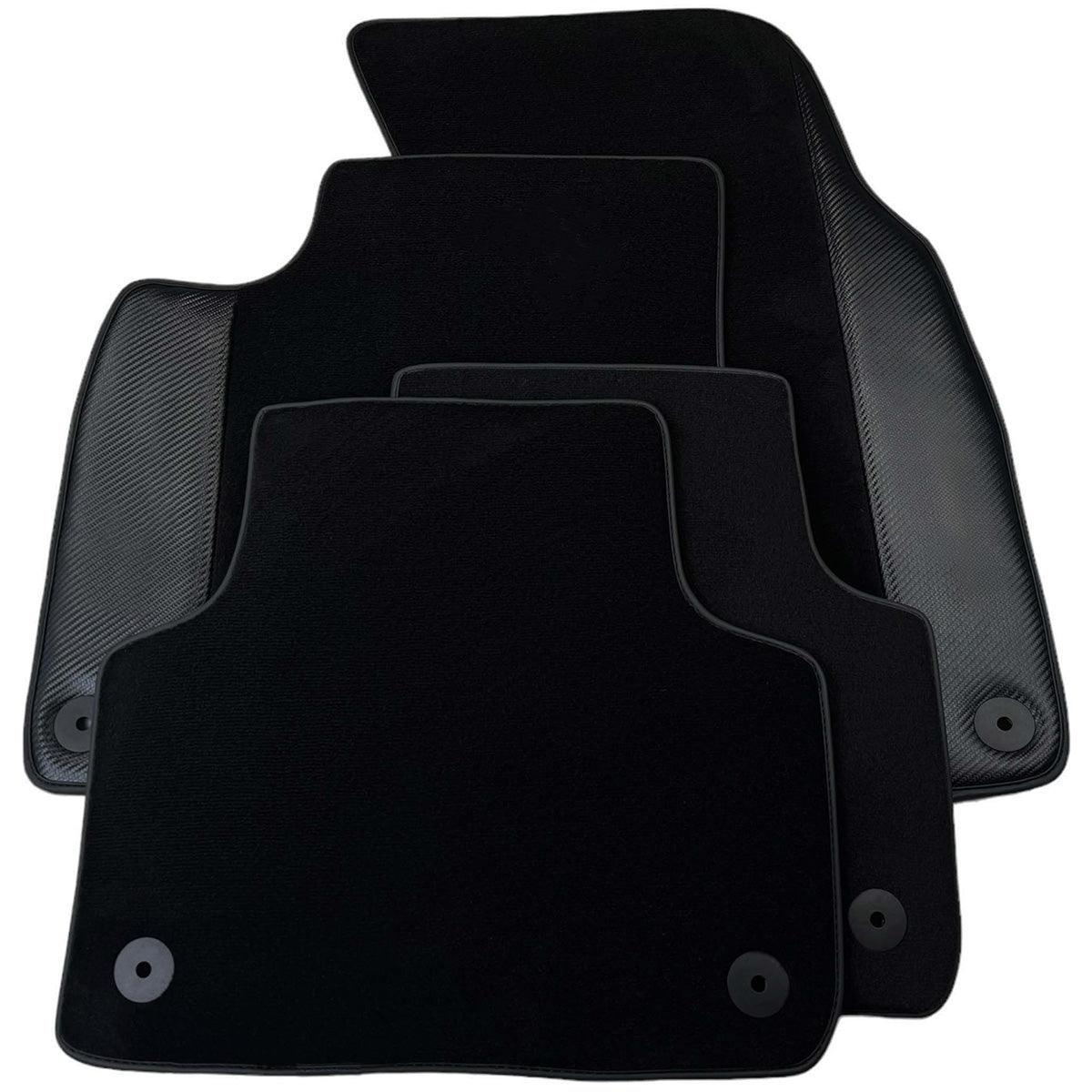 Custom Black Carbon Leather Floor Mats for Audi A6 - C6 Allroad Quattro Facelift (2008-2011) 