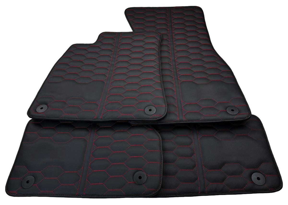 Custom Black Leather Floor Mats for Audi A4 - B5 Avant (1996 - 1999) 