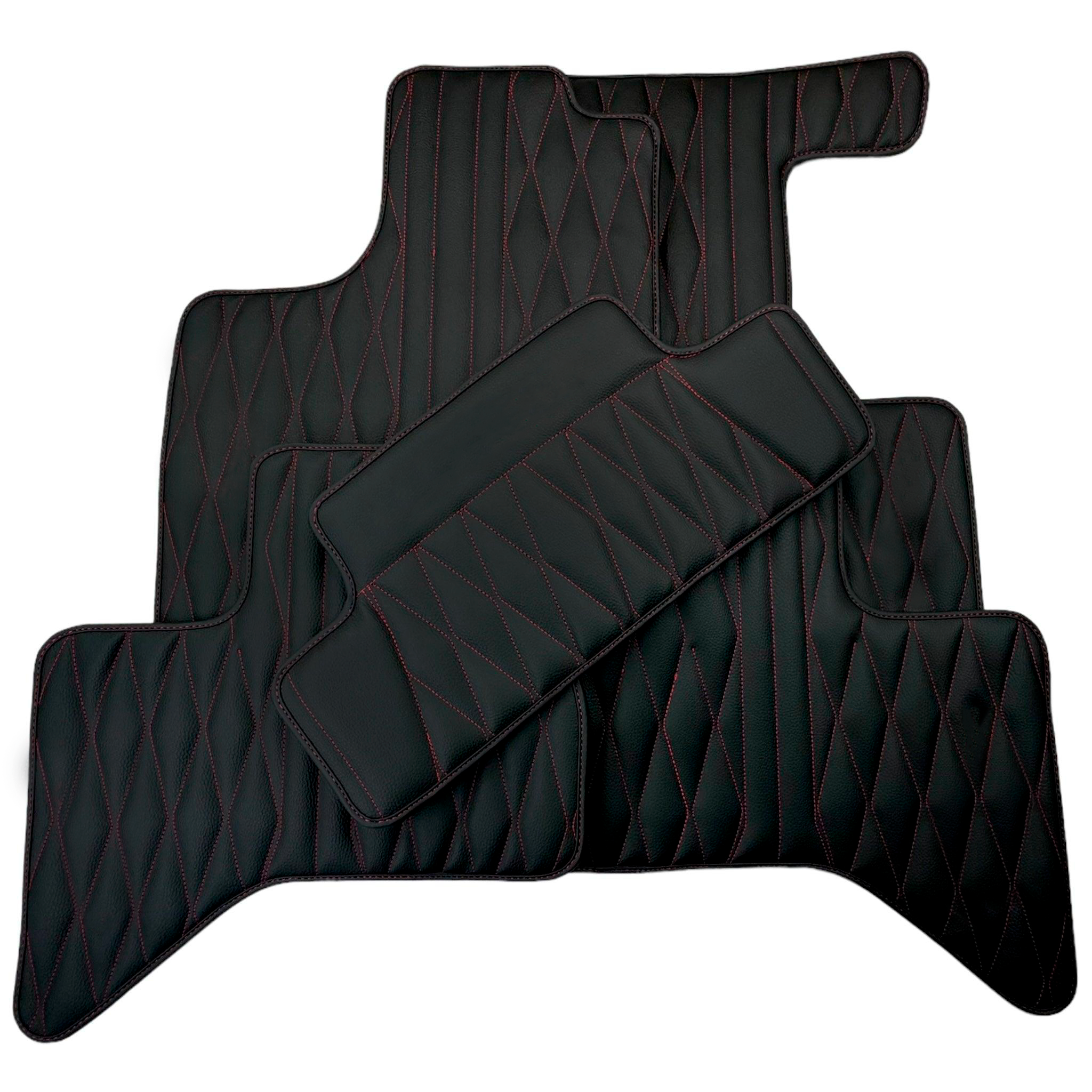 Leather Floor Mats for Lexus RX 450H (2009-2012) with Red Stitching