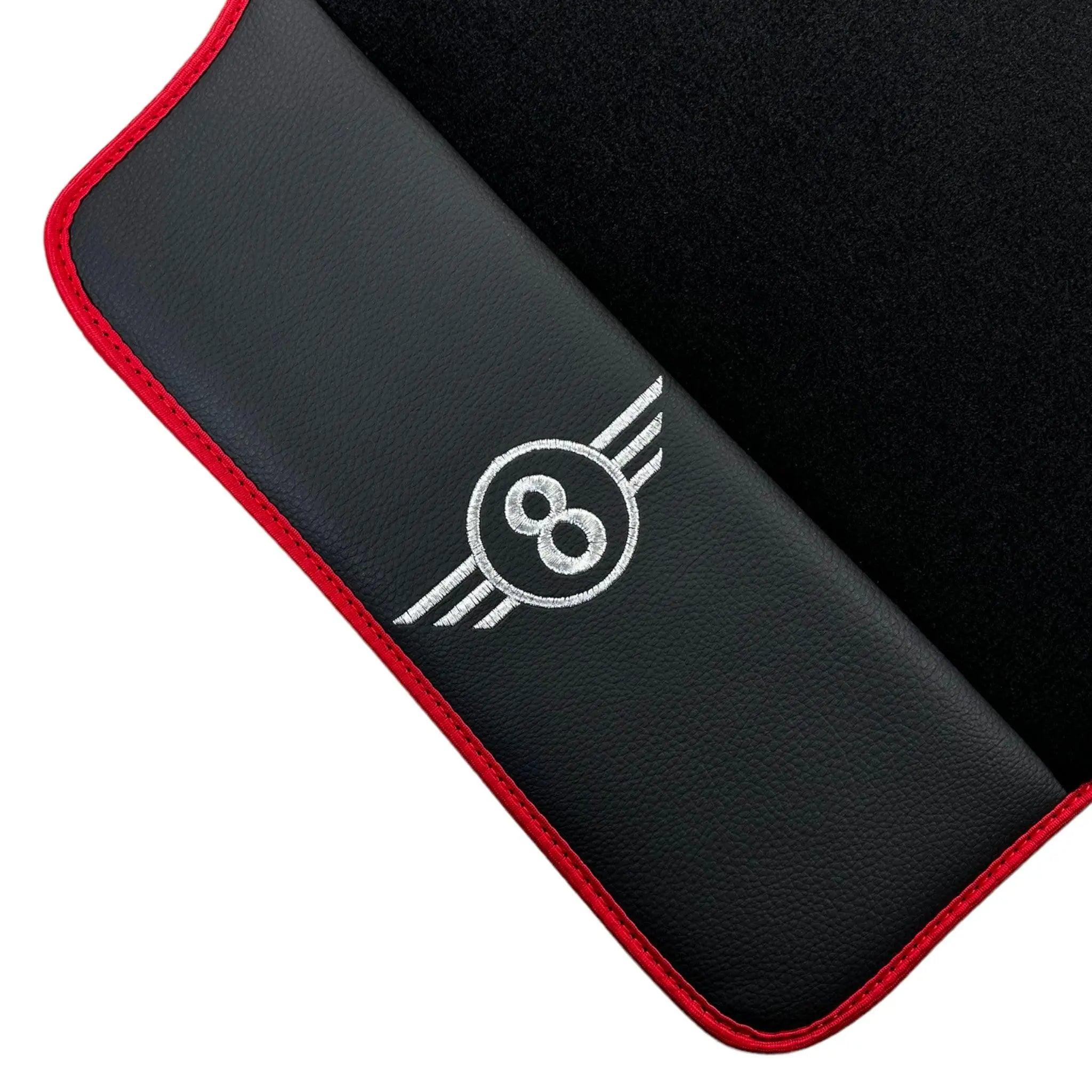 Black Floor Mats for Mini Countryman F60 Hybrid (2020-2023) With Leather | Red Trim - AutoWin