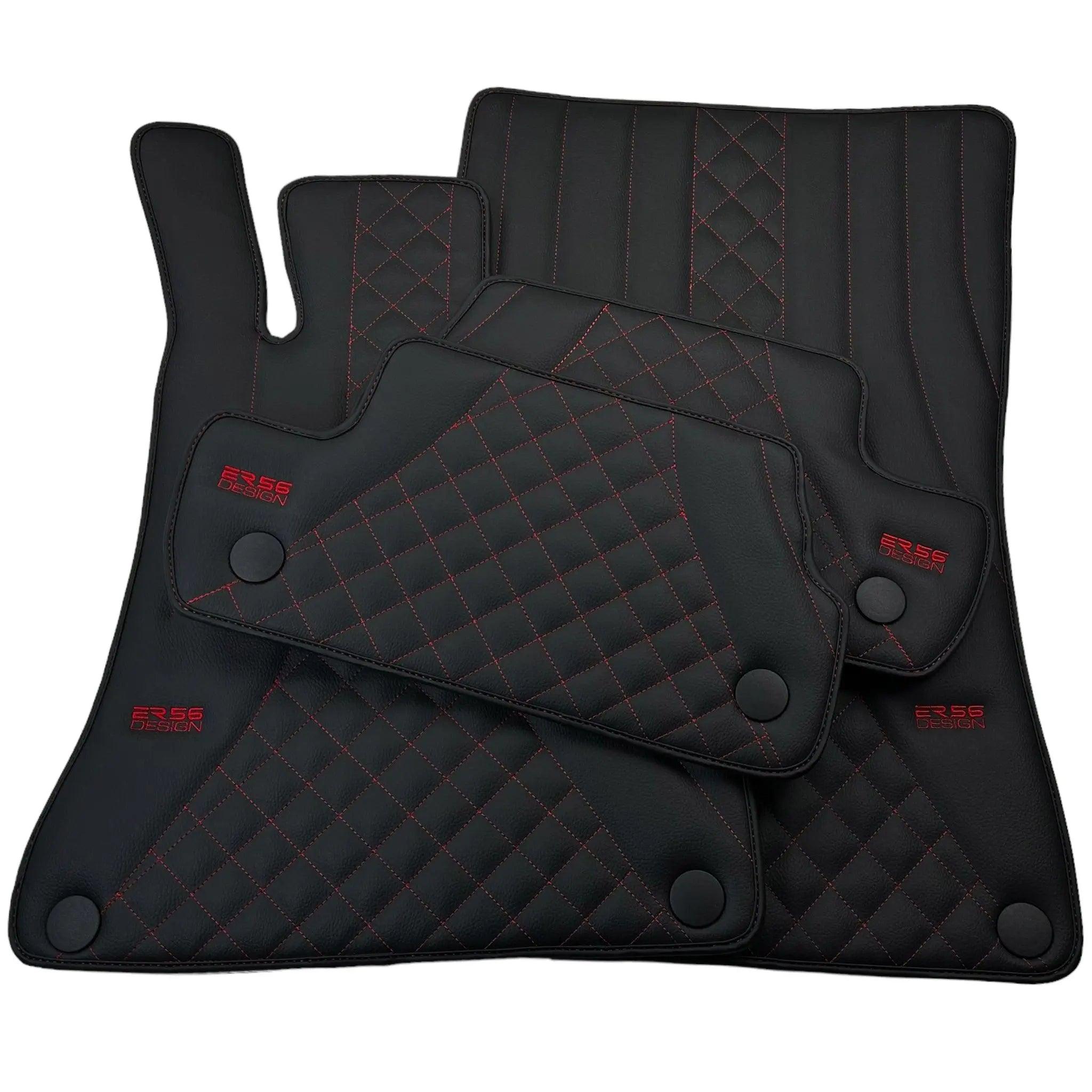 Black Leather Floor Mats For Mercedes Benz C-Class S204 Estate (2007-2014) | ER56 Design - AutoWin