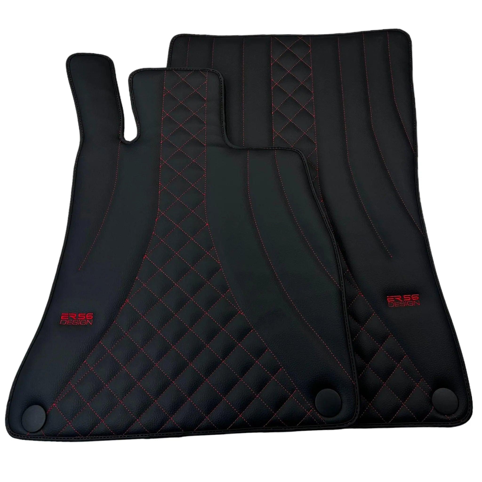 Black Leather Floor Mats For Mercedes Benz C-Class W205 Sedan Facelift (2018-2021) | ER56 Design - AutoWin