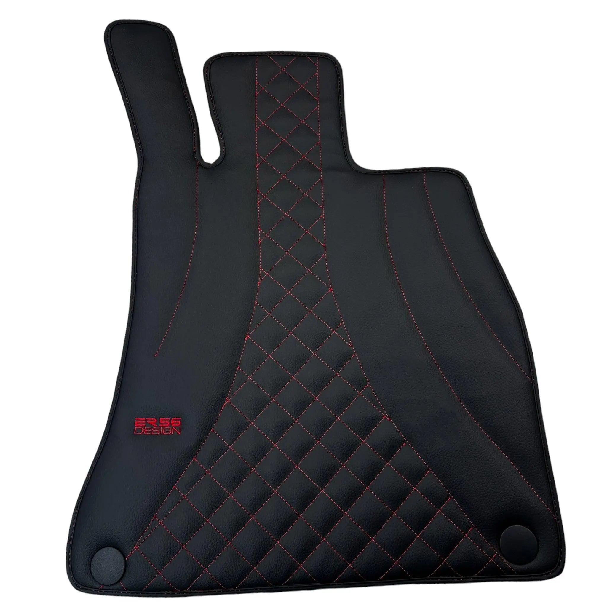 Black Leather Floor Mats For Mercedes Benz C-Class W205 Sedan (2014-2018) | ER56 Design - AutoWin