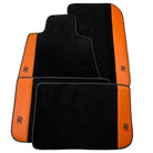 Black Floor Mats for Rolls Royce Dawn (2016-2023) with Orange Leather - AutoWin