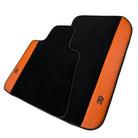 Black Floor Mats for Rolls Royce Dawn (2016-2023) with Orange Leather - AutoWin