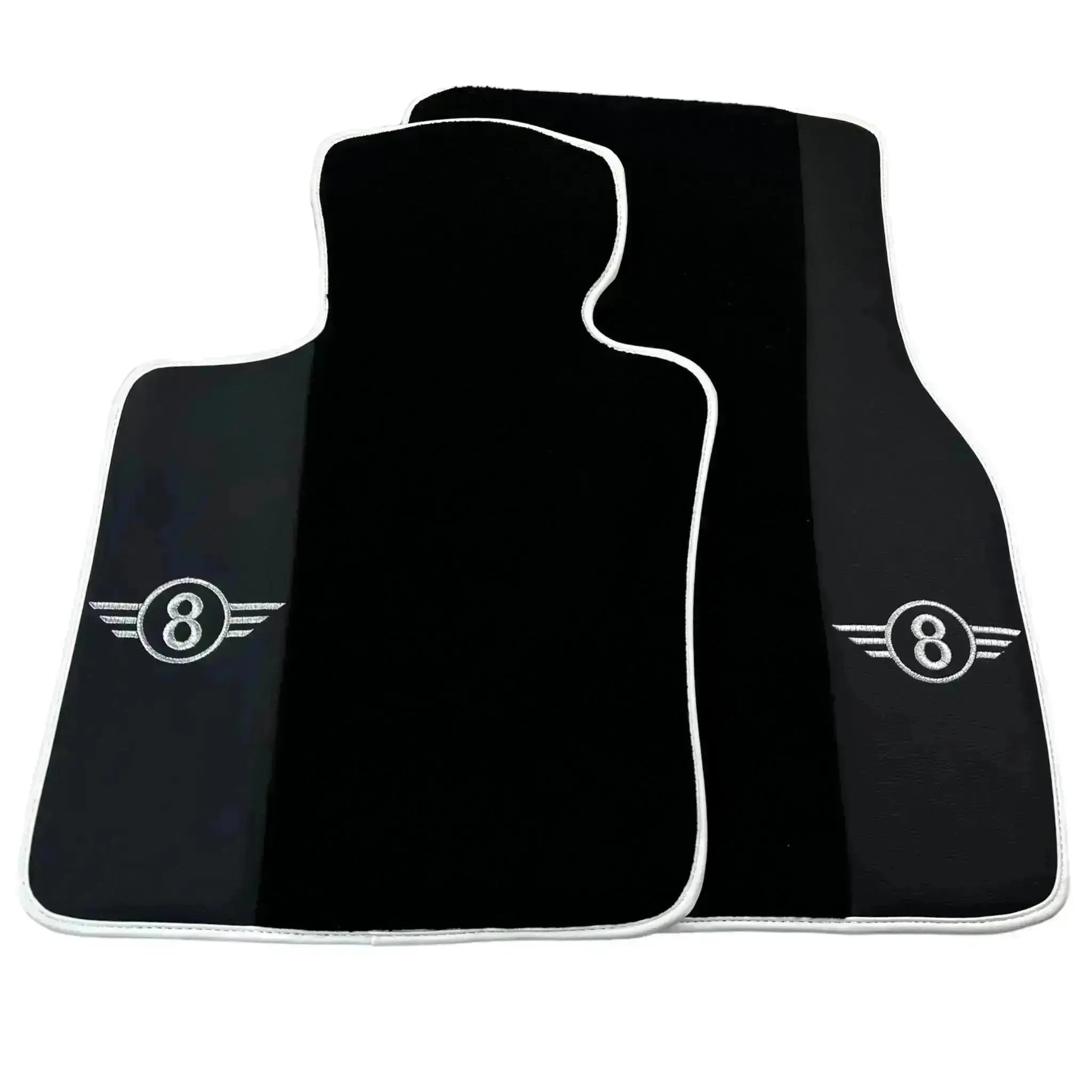 Black Floor Mats for Mini Cooper / One R50 (2001-2007) with Leather | White Trim