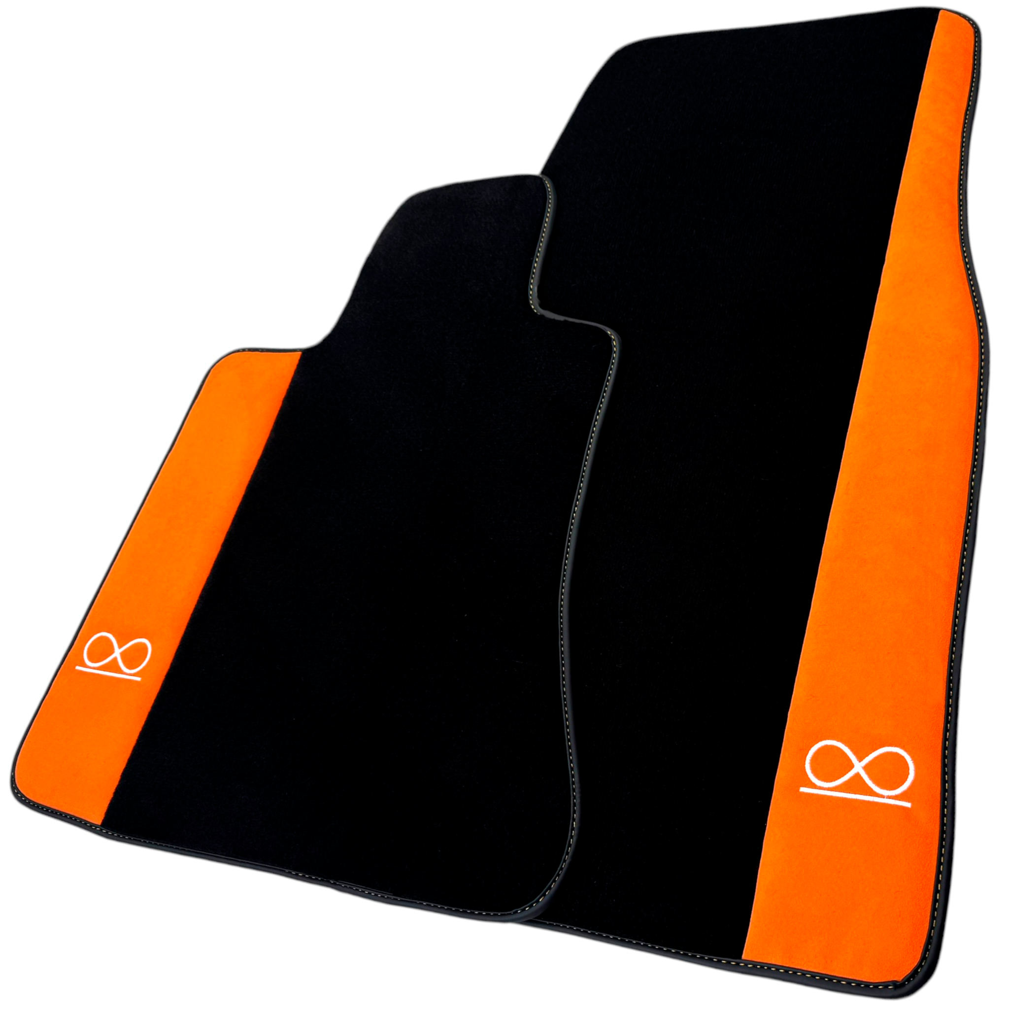 Black Floor Mats for Rolls Royce Black Badge Ghost Series II (2021-2024) with Orange Alcantara