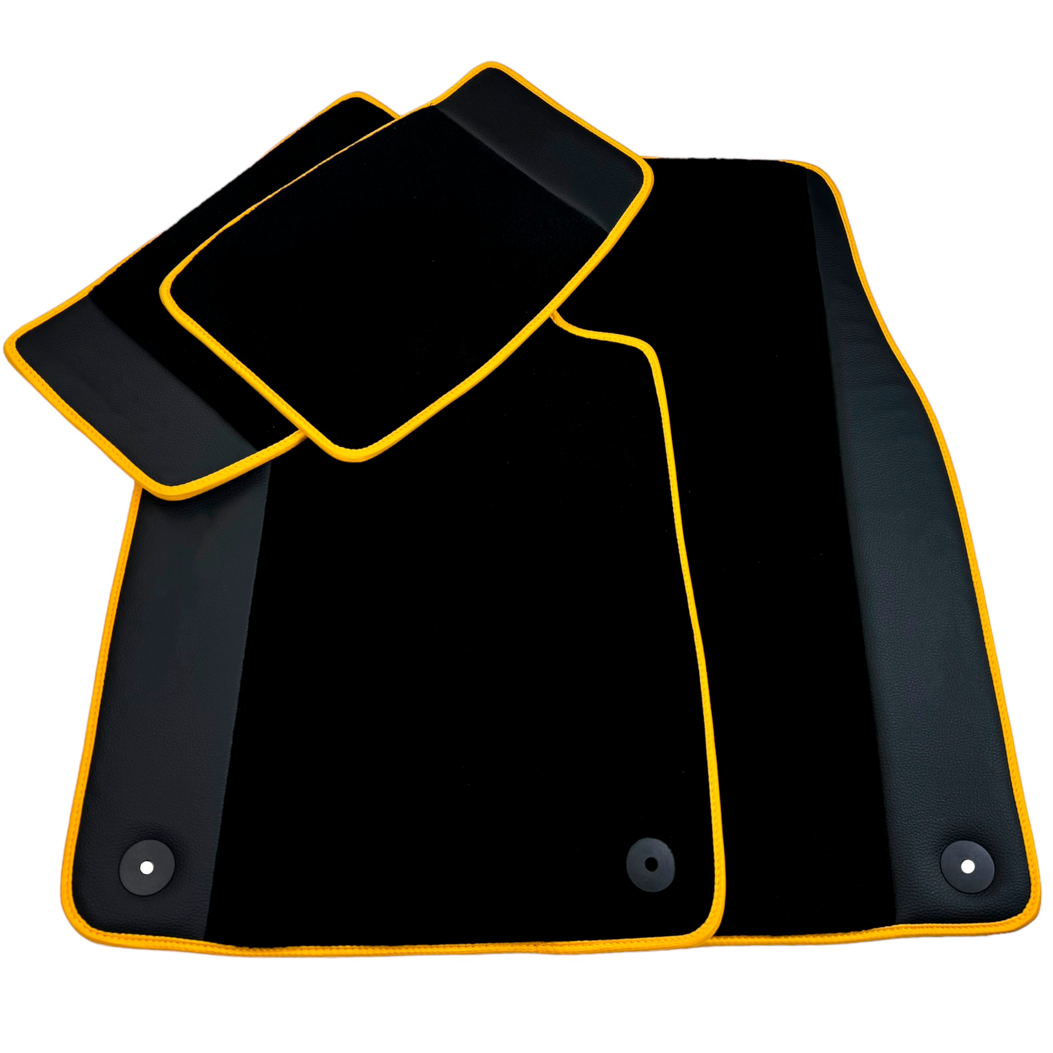 Black Floor Mats for Porsche Taycan (2019-2023) with Yellow Trim