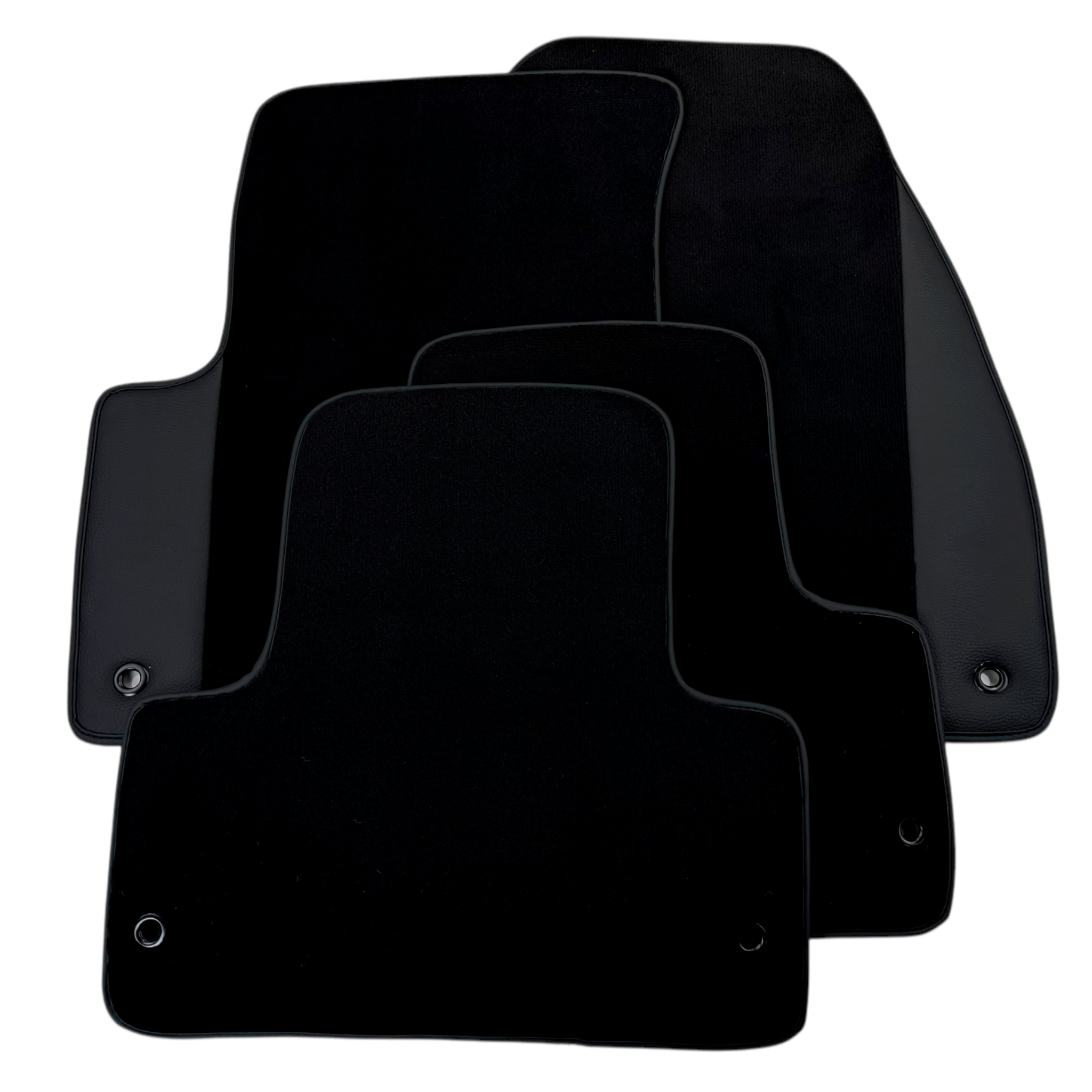 Black Floor Mats for Chevrolet Captiva C140 7-Seater (2011-2015) with Leather | AutoWin - AutoWin