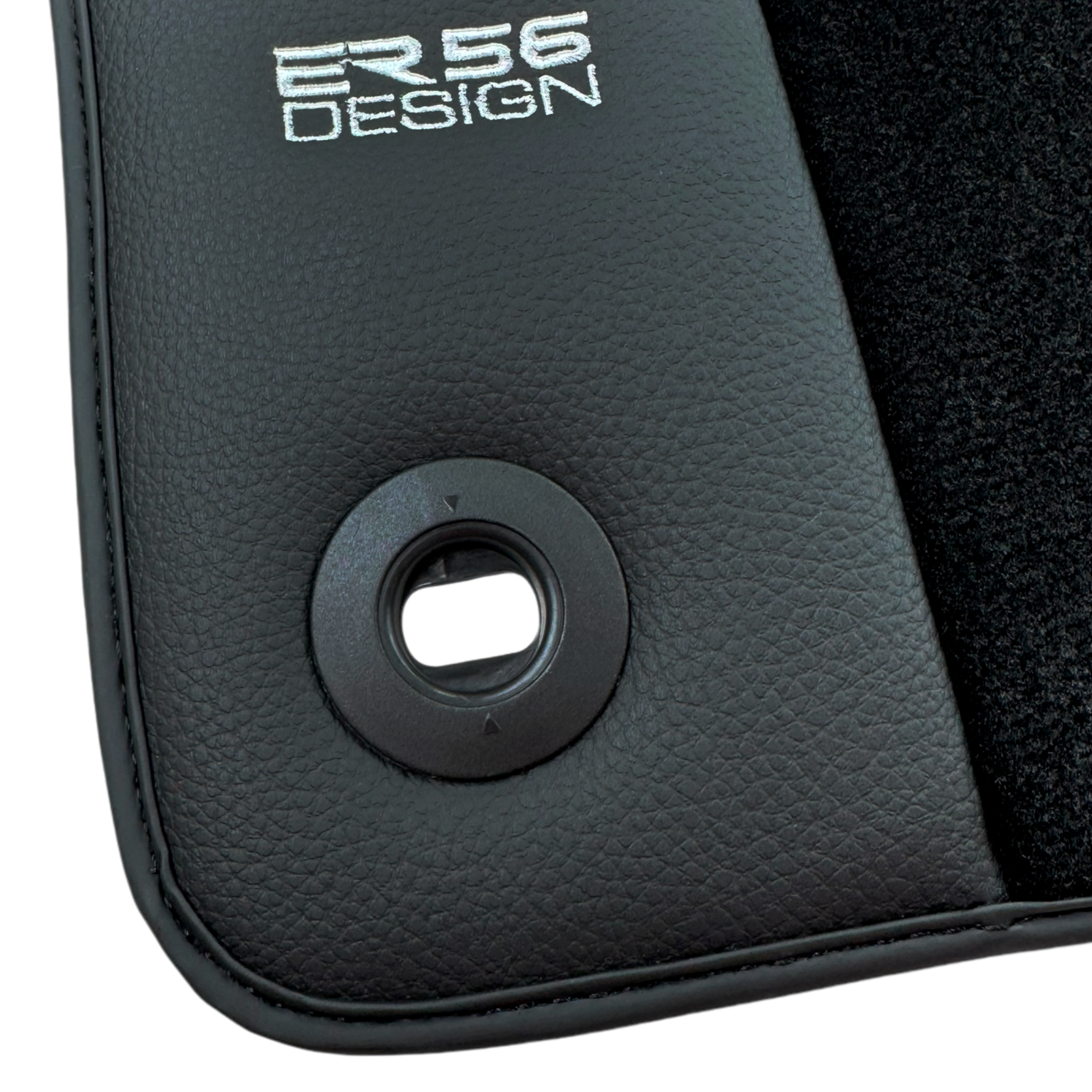 Black Floor Mats for Jaguar S-Type (2002-2008) with Leather Borders by ER56 Design - AutoWin