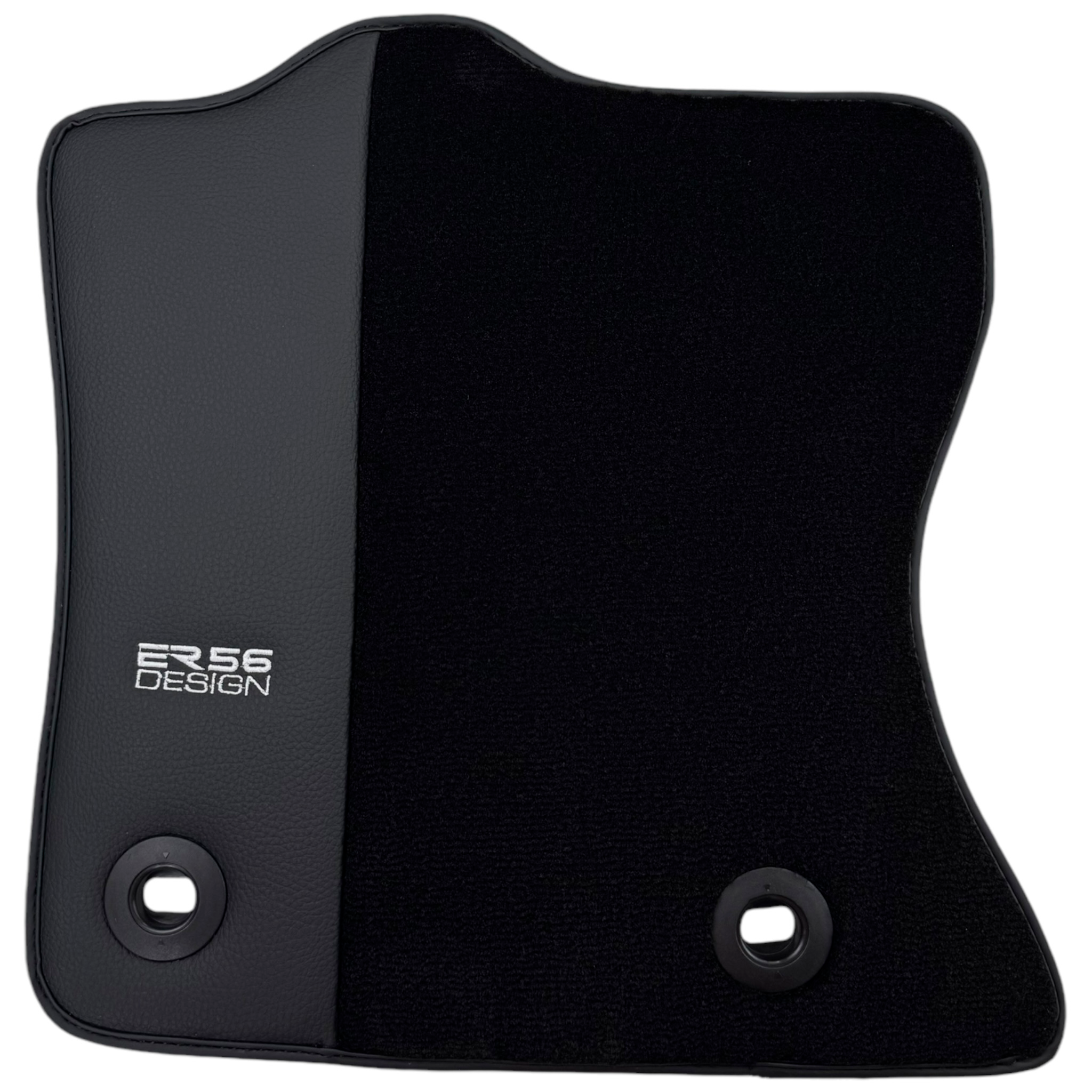 Black Floor Mats for Jaguar S-Type (2002-2008) with Leather Borders by ER56 Design - AutoWin