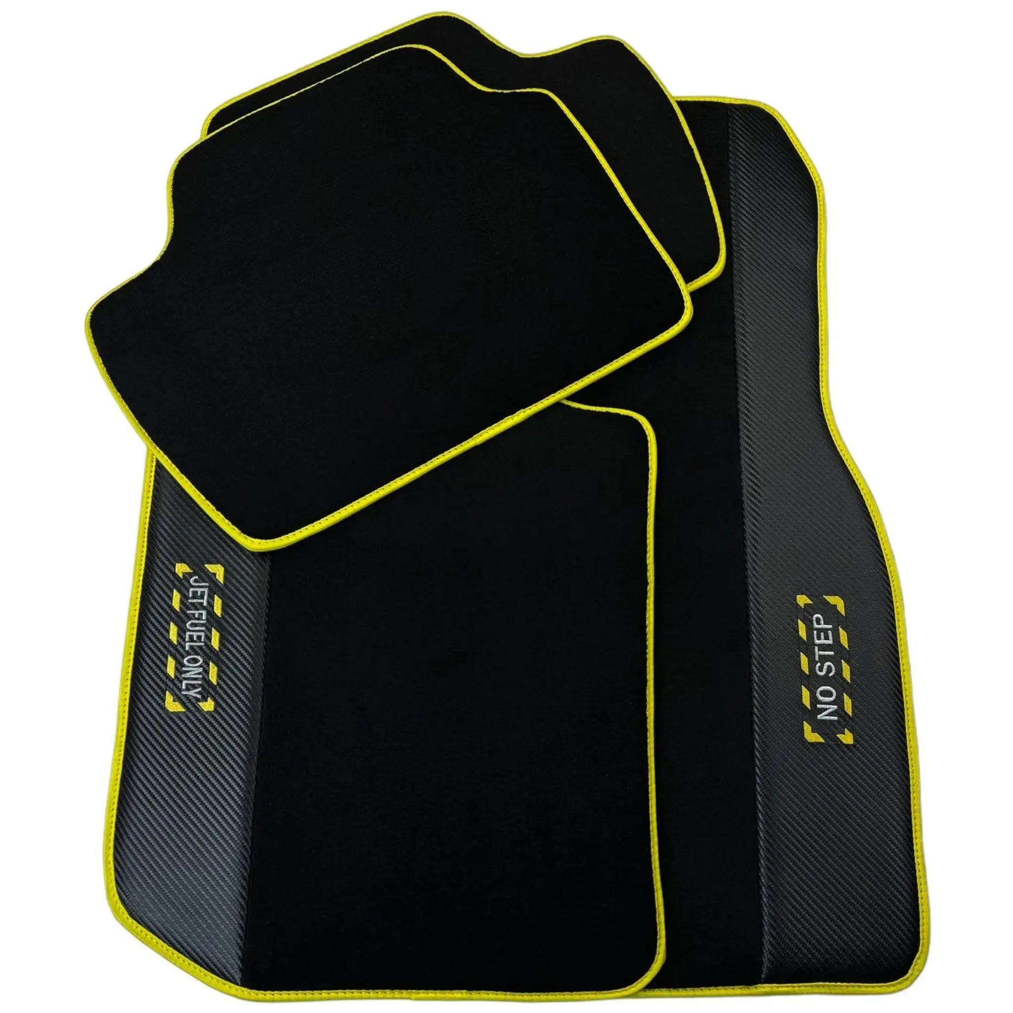Black Floor Mats For BMW 5 Series E39 | Fighter Jet Edition | Yellow Trim - AutoWin