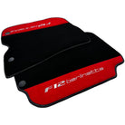 Black Floor Mats for Ferrari F12 Berlinetta (2012-2022) with Red Alcantara Leather - AutoWin