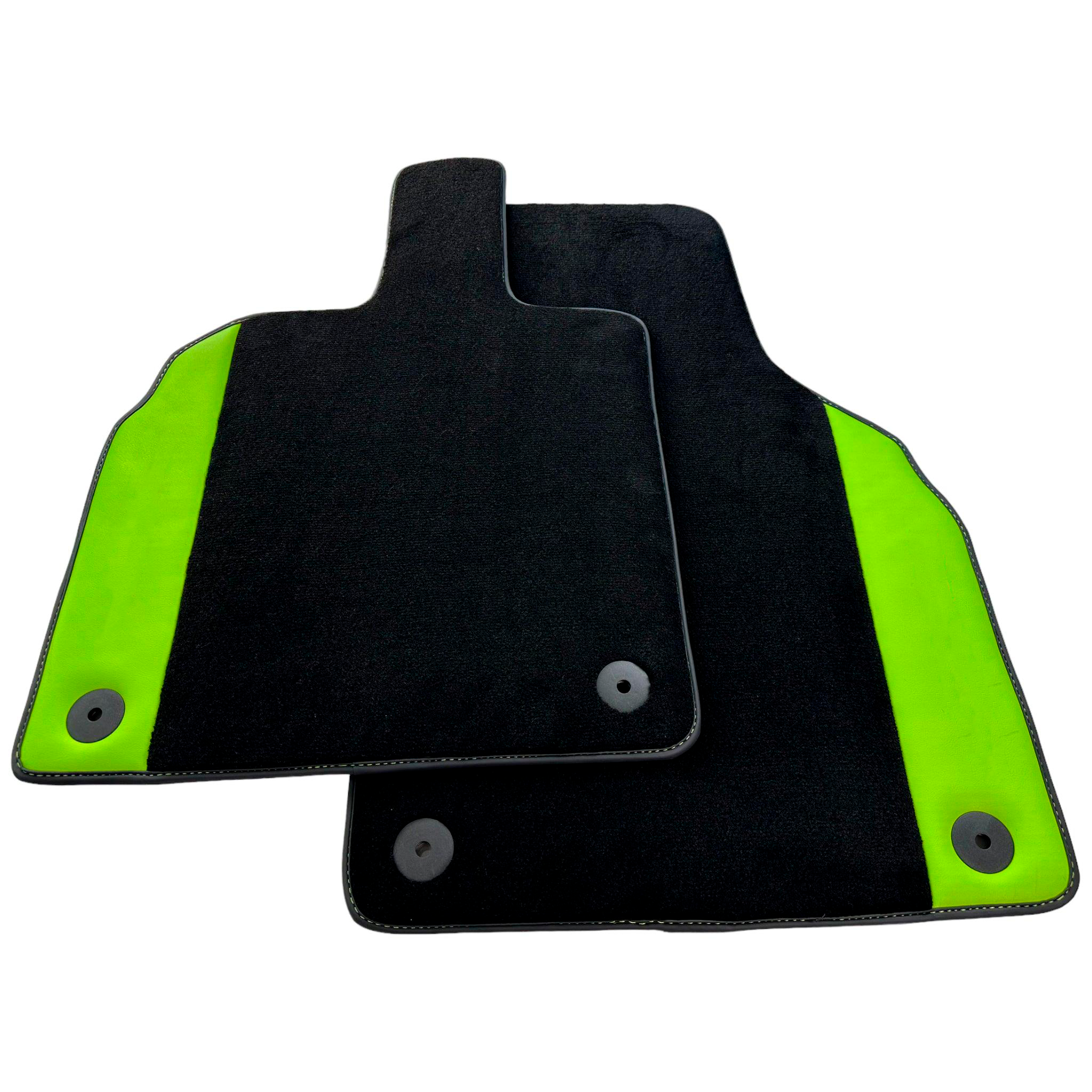 Customizable Black Floor Mats for Lamborghini Aventador With Green Leather