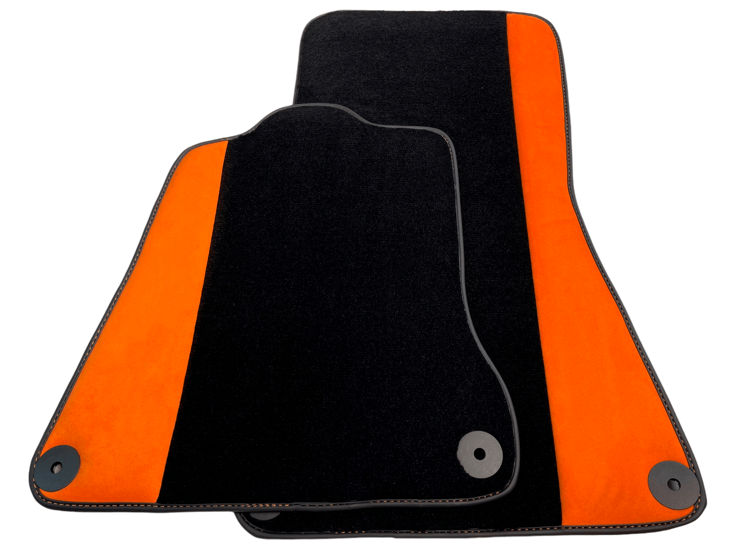 Black Floor Mats For McLaren MP4-12C (2011–2014) With Orange Alcantara Leather