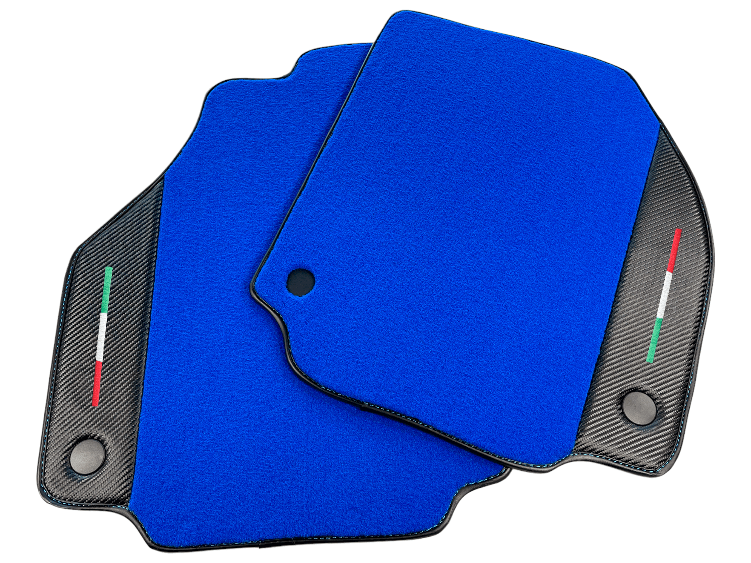 Blue Floor Mats For Ferrari 488 Pista Spider 2019-2021 With Carbon Fiber Leather - AutoWin