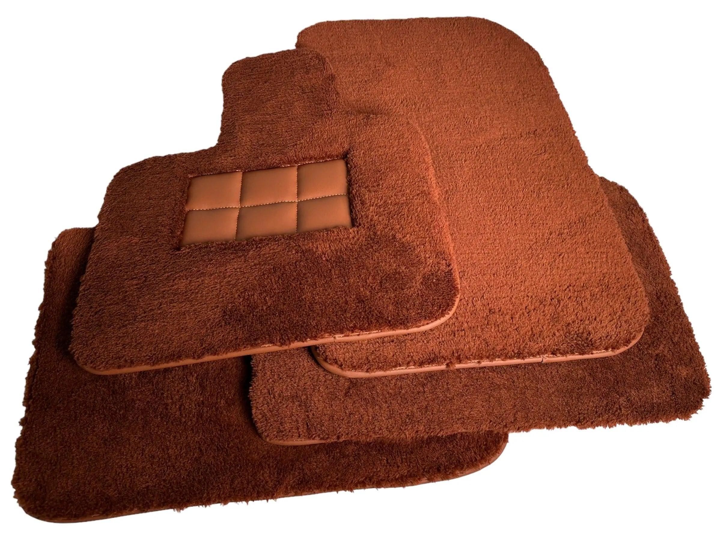 Brown Sheepskin Floor Mats For Rolls Royce Cullinan Rr31 2018-2023 Er56 Design Brand - AutoWin