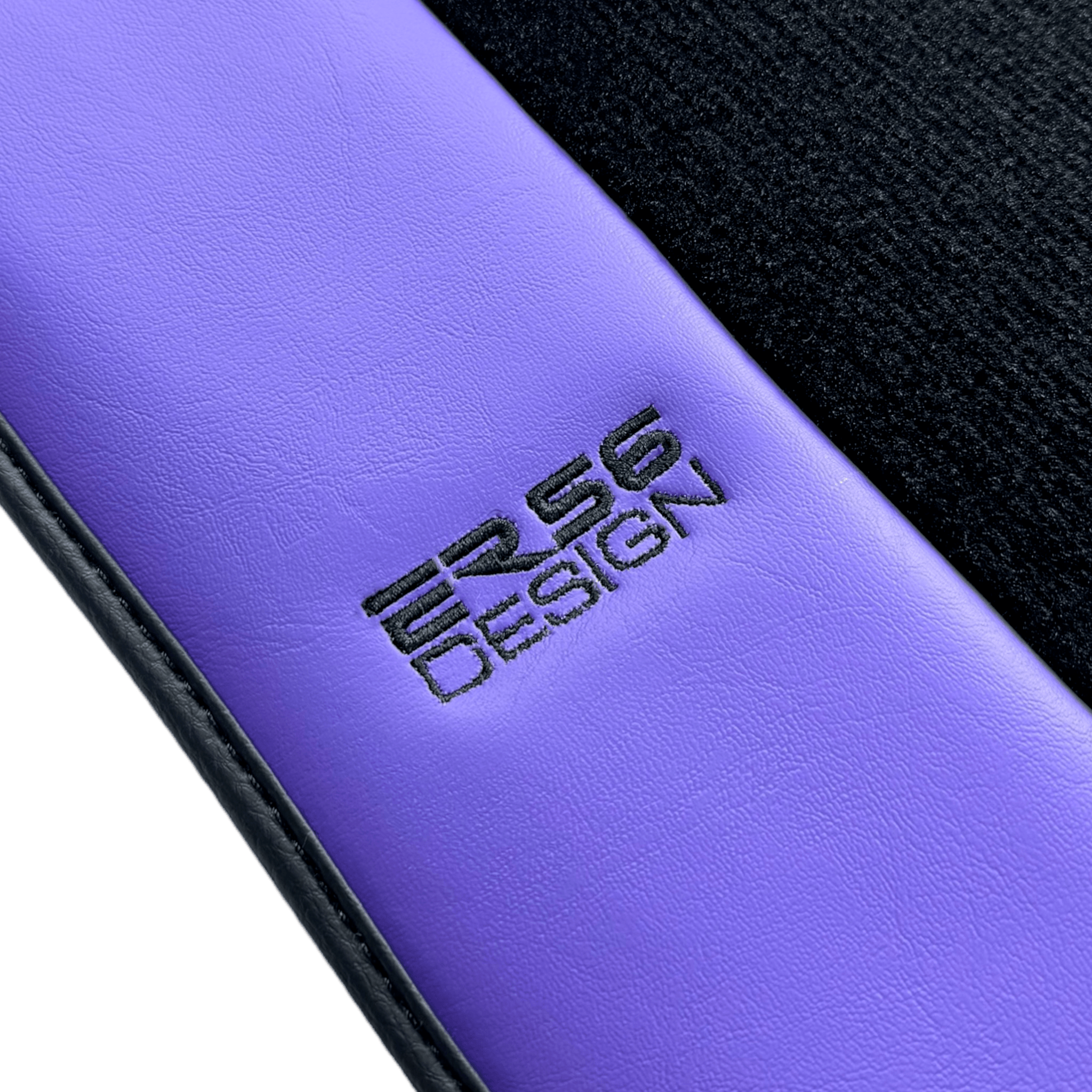 Black Floor Mats for Porsche Panamera (2017-2023) with Purple Leather | ER56 Design - AutoWin