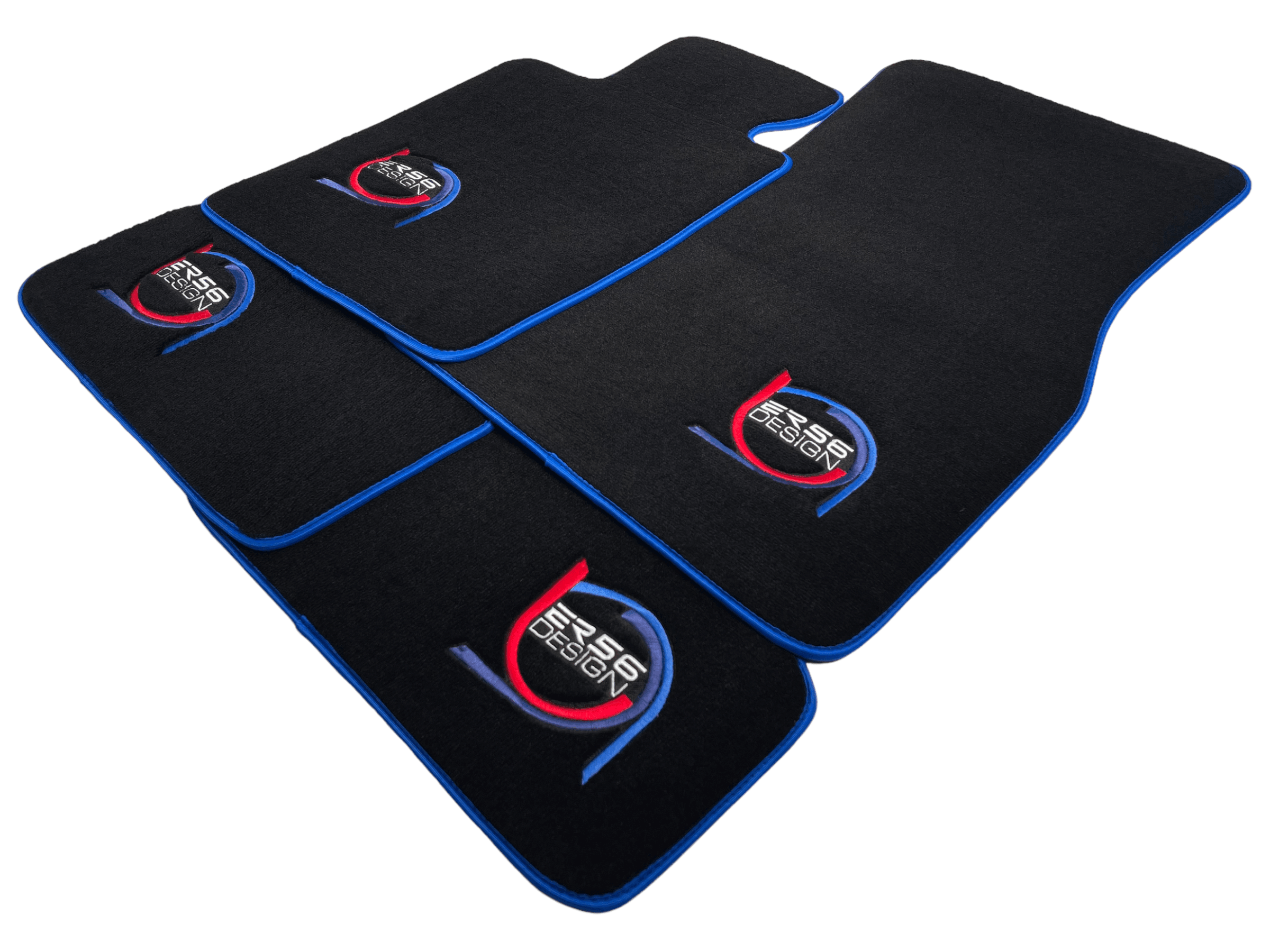 Black Floor Mats For BMW 1 Series F21 3-door Hatchback ER56 Design Limited Edition Blue Trim - AutoWin