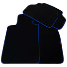 Black Floor Floor Mats For BMW 3 Series E90 | Blue Trim