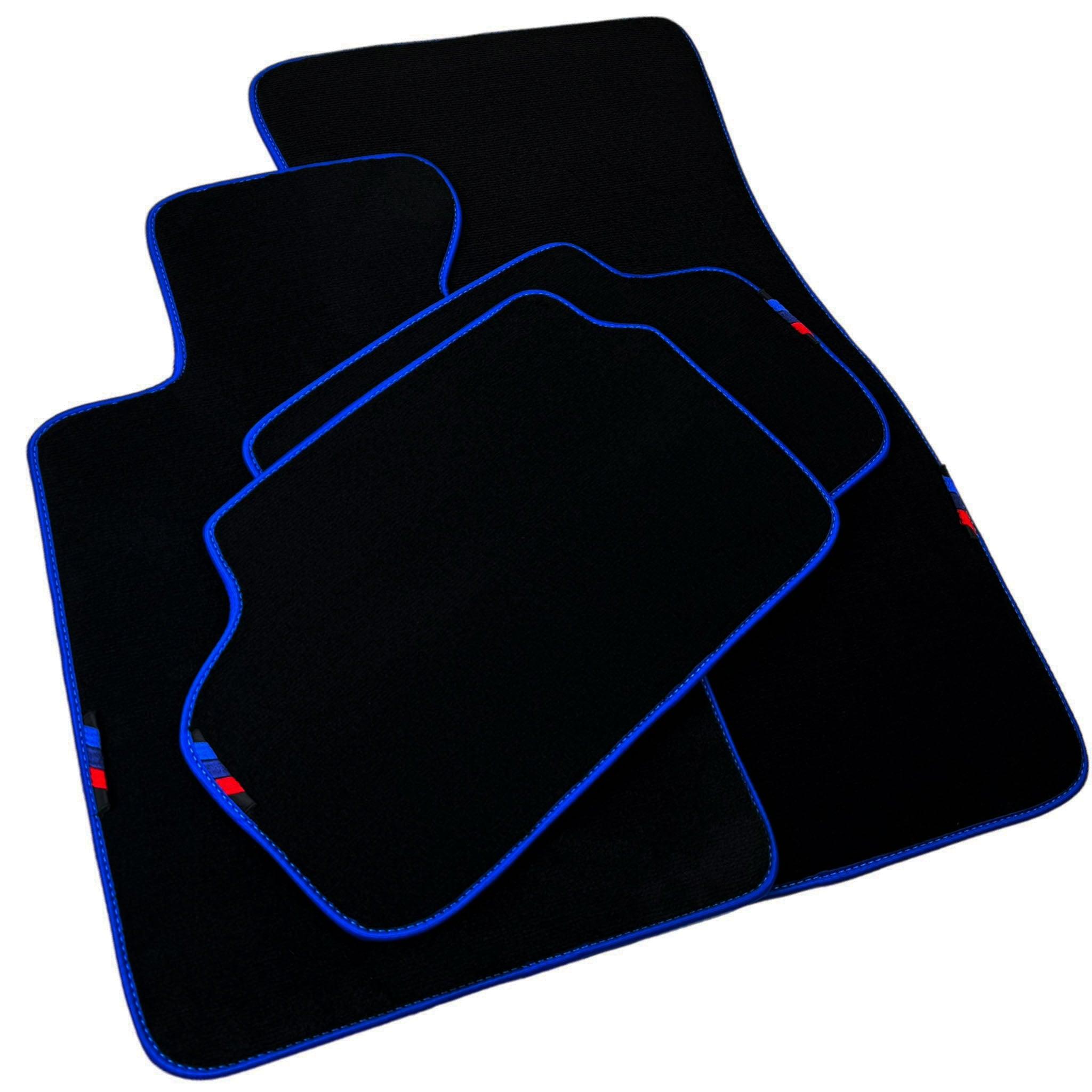 Black Floor Floor Mats For BMW 3 Series E90 | Blue Trim