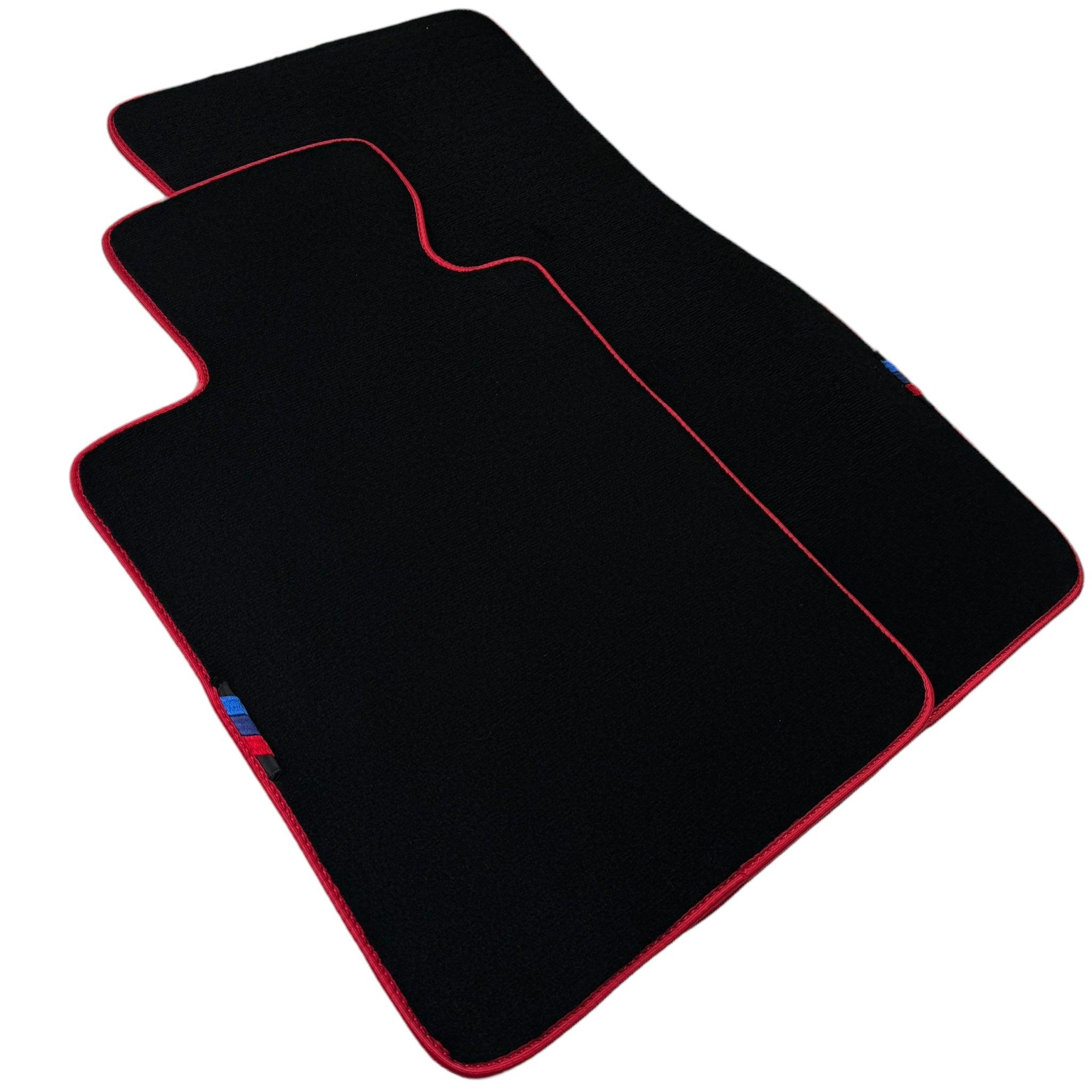 Black Floor Floor Mats For BMW 3 Series E90 | Red Trim