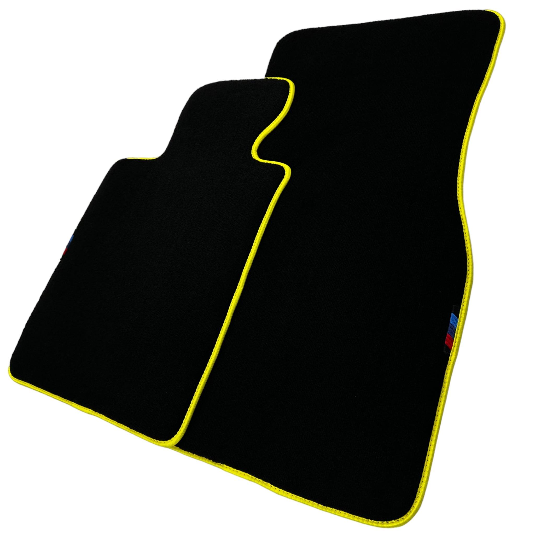Black Floor Floor Mats For BMW 3 Series E93 | Fighter Jet Edition Brand | Yellow Trim