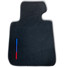 Black Floor Mats For BMW 5 Series E60 With Color Stripes Tailored Set Perfect Fit - AutoWin