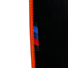 Black Floor Floor Mats For BMW 7 Series G12 | Fighter Jet Edition AutoWin Brand |Orange Trim