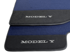 Dark Blue Floor Mats For Tesla Model Y With Alcantara Leather - AutoWin