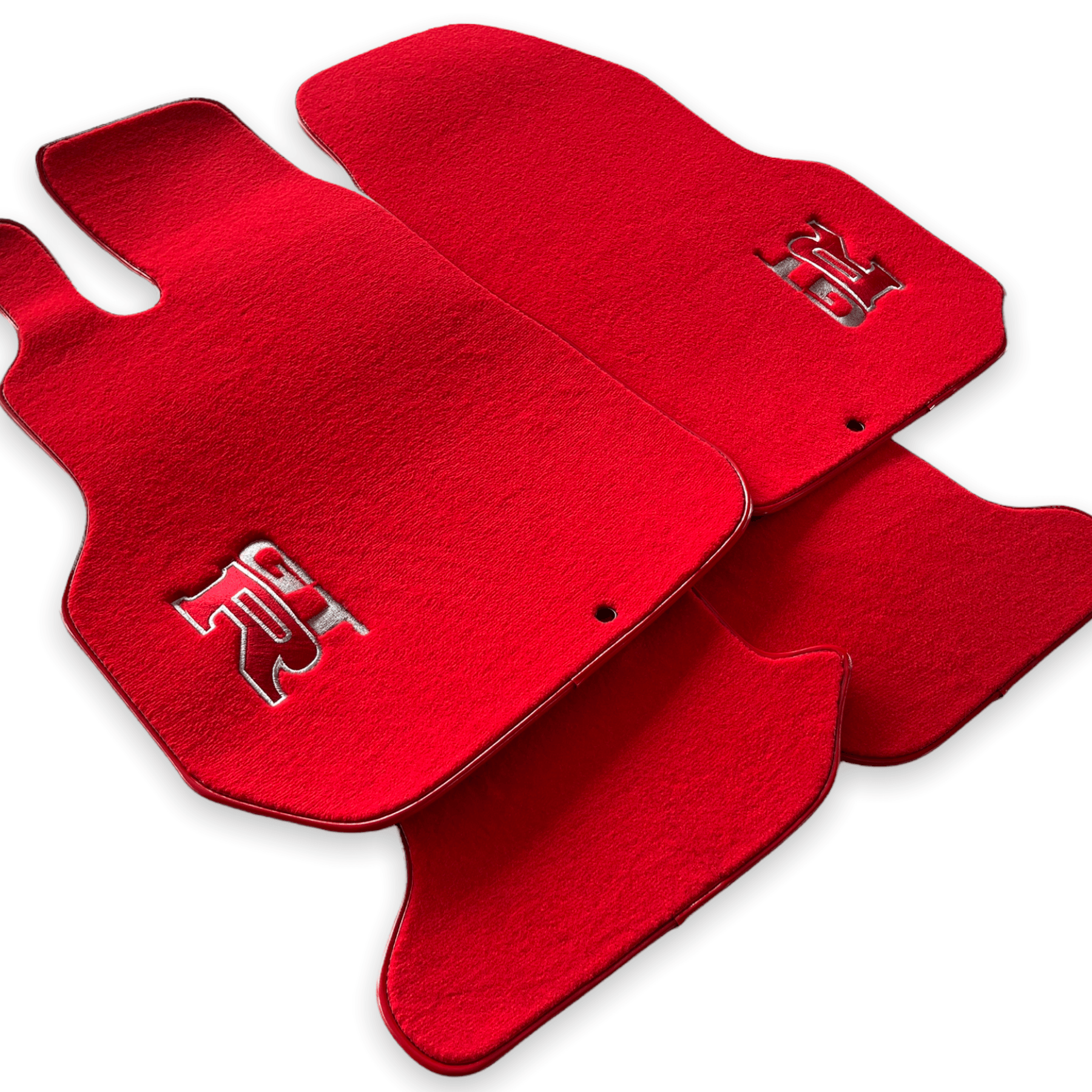 Floor Mats for Nissan GT-R Tailored Red Carpets Set With GTR Emblem - AutoWin