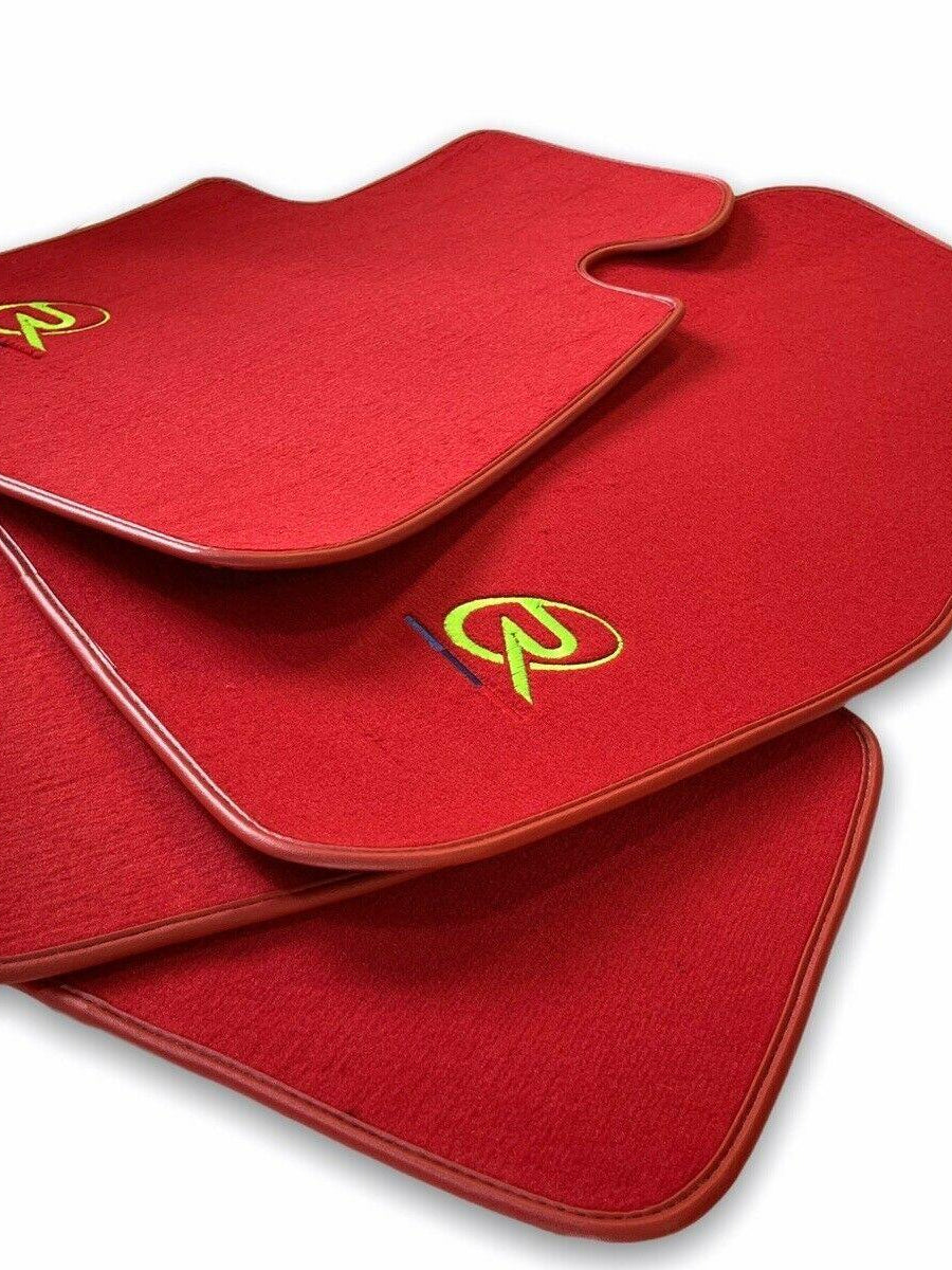 Red Floor Mats For BMW 8 Series G14 ROVBUT Brand Tailored Set Perfect Fit Green SNIP Collection - AutoWin