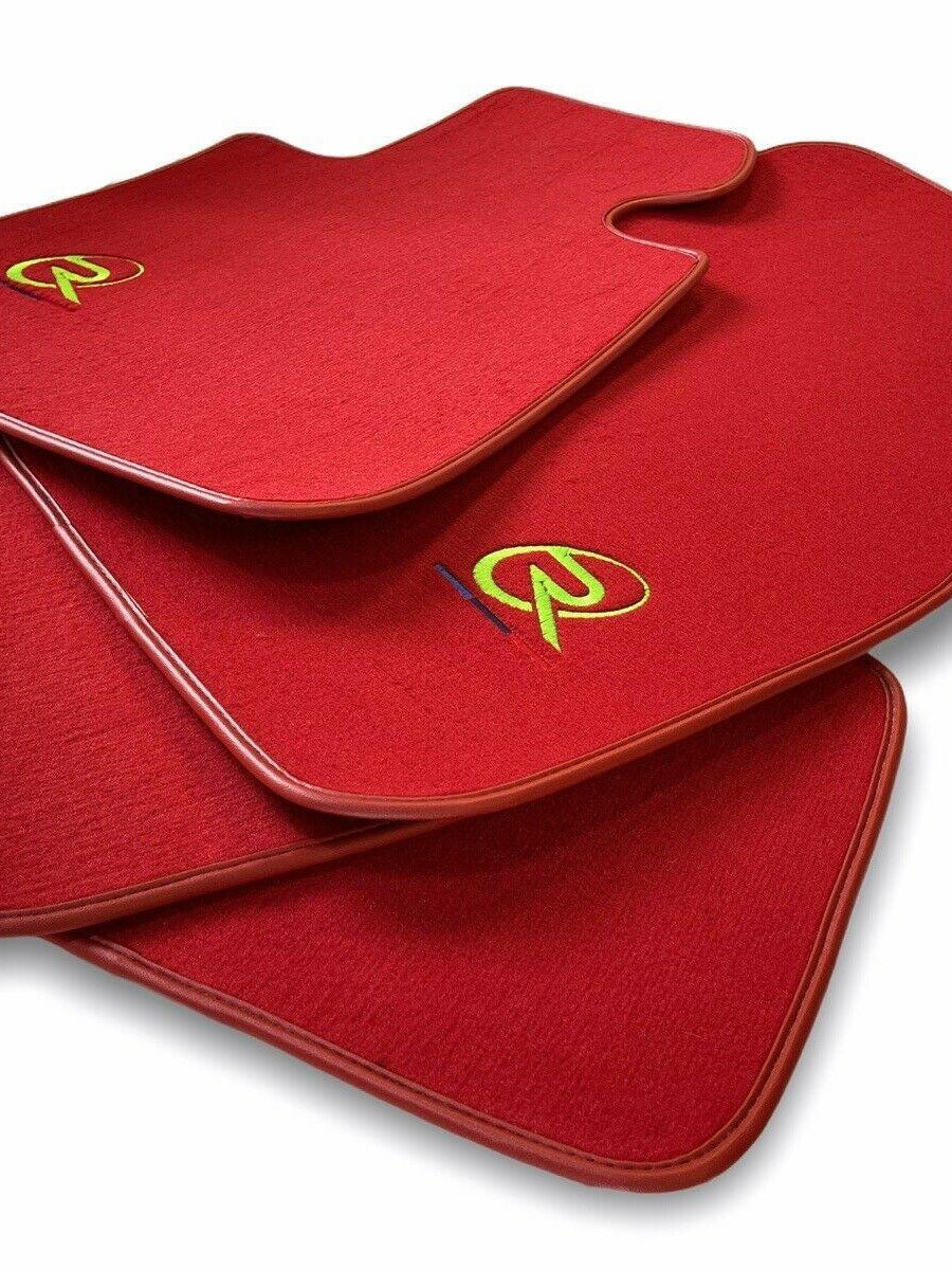 Red Floor Mats For BMW M3 G80 ROVBUT Brand Tailored Set Perfect Fit Green SNIP Collection - AutoWin